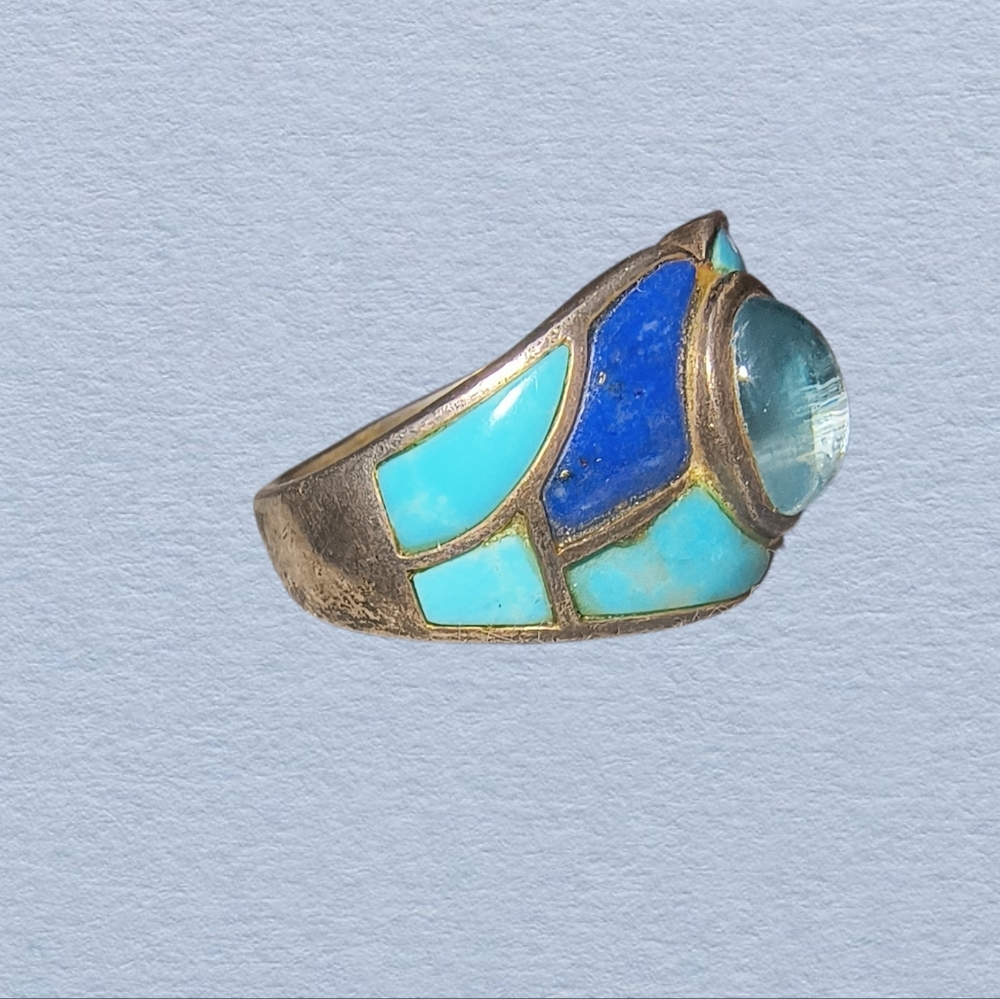 Jay King Desert Rose Turquoise, Lapis & Sterling Silver Inlay Ring